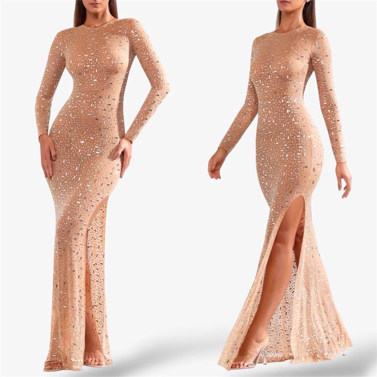 Oh Polly Portia Embellished Mesh Maxi AU 6 / US 2 / XS Sheer Cocktail Glam Dress