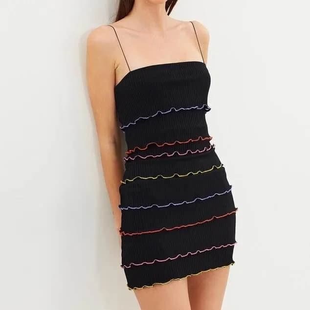 Bec & Bridge La Bamba Mini Dress AU 12 / US 8 / M-L Rib Knit Contrast Ruffle