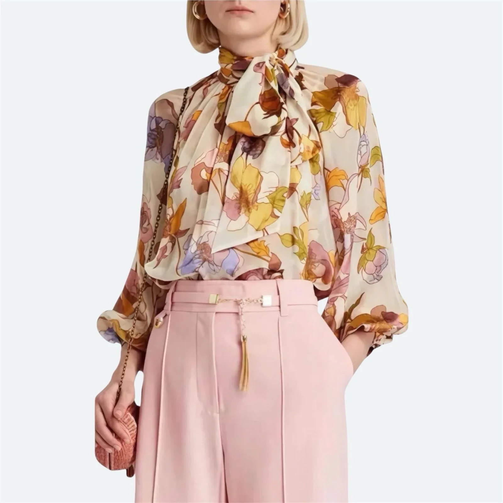 Zimmermann Tempo Swing Floral Silk Blouse 1 / AU 10 / US 6 Pussybow Sheer Slip