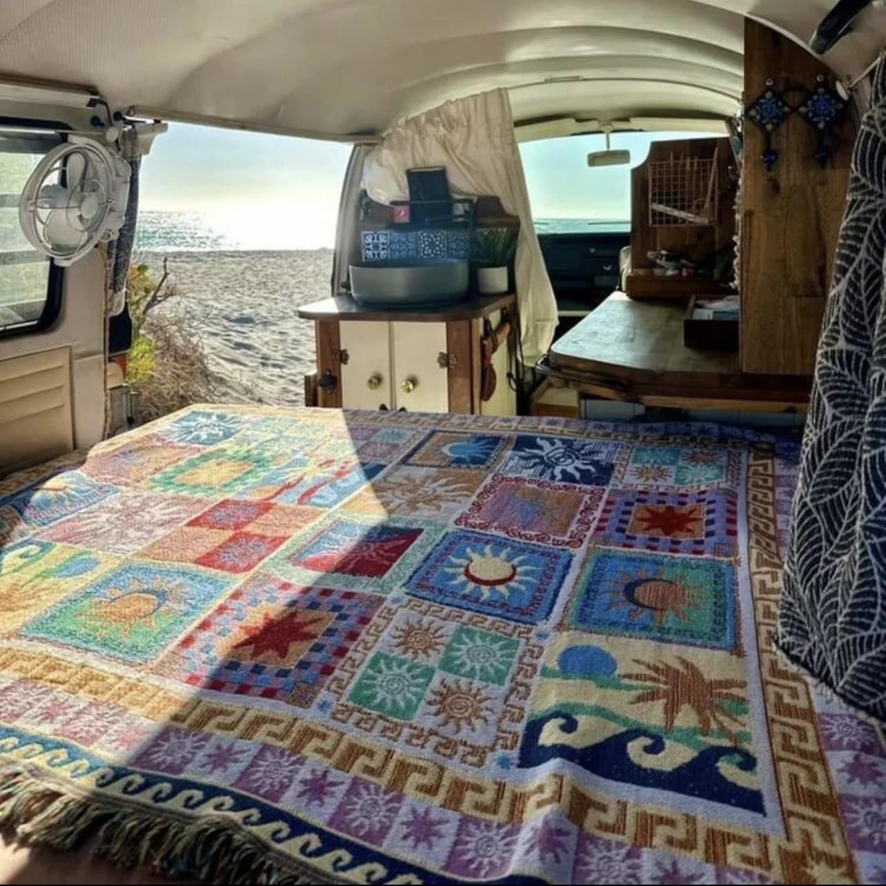 Vintage Y2K Style Patchwork Throw Rug Picnic Travel Blanket 130 x 160cm M